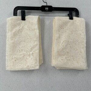 Vintage Lace Ivory Floral Design Curtain Valance Panels Set of 2 - 85"‎ X 6"